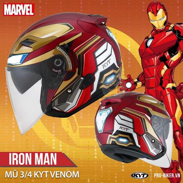 Nón 3/4 có 2 kính KYT Iron Man | Mũ bảo hiểm KYT chính hãng đi phượt